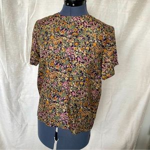 Anna & Frank 100% silk floral print top, size SM petite